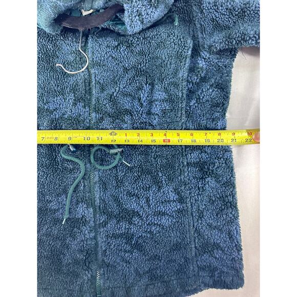 Vintage L.L. Bean Women's sz M Oak Leaf Print Green Blue Fleece Zip Up Hoodie - Picture 5 of 10